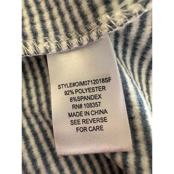 Design History Women's M Blue Striped Long Sleeve Button-Up Top - Picture 6 of 9